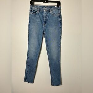 Etica High Rise Slim Jeans Sz 27 Mid Wash Button Fly‎ Designer Casual